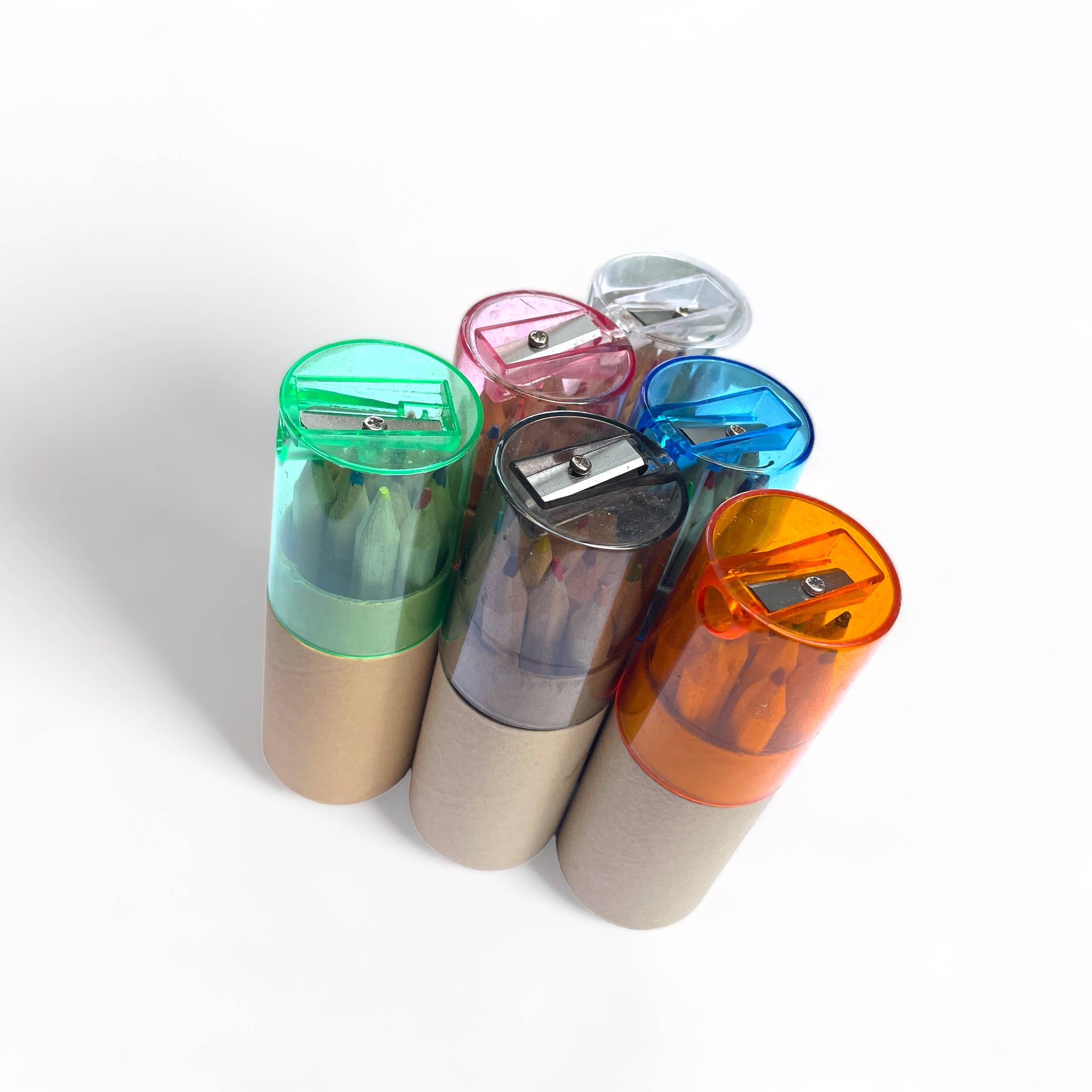 Mini Travel Compact Colored Pencils with Built In Sharpener - One Set