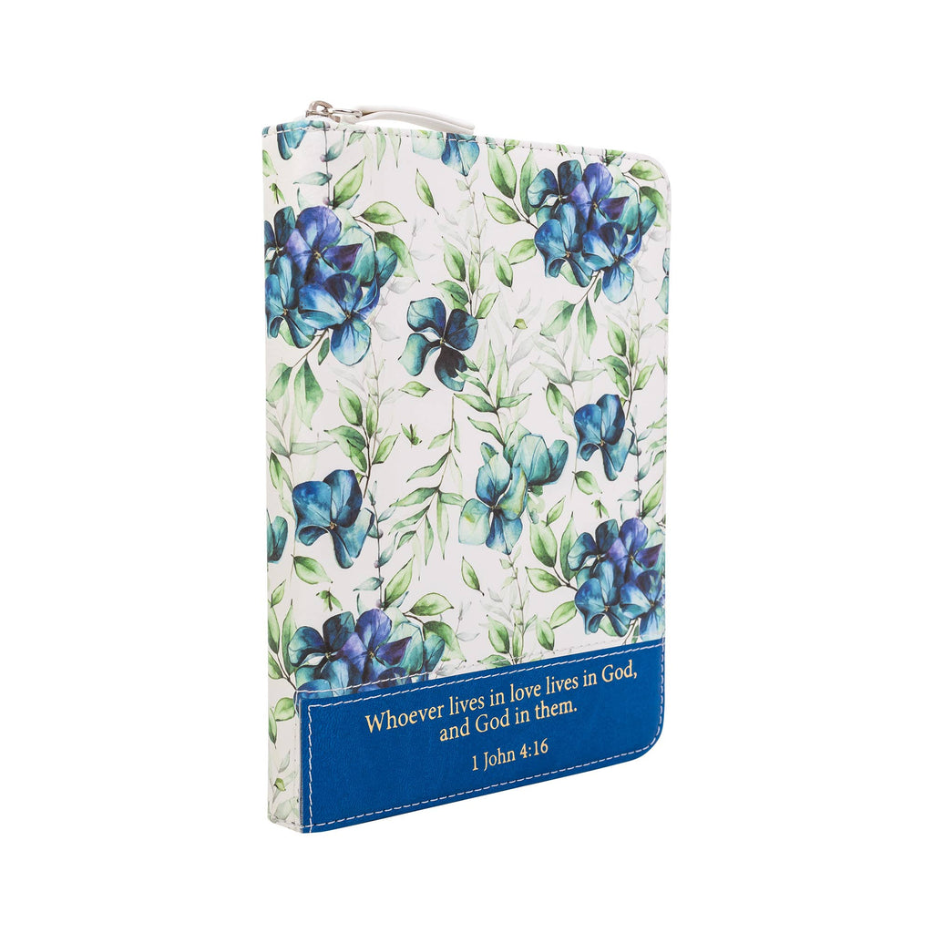 Zippered Journal: Watercolor Flower Love Blue