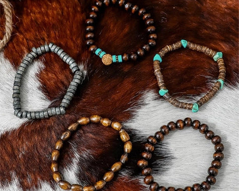 Boho Turquoise Wooden Beaded Multi Layer Bracelet