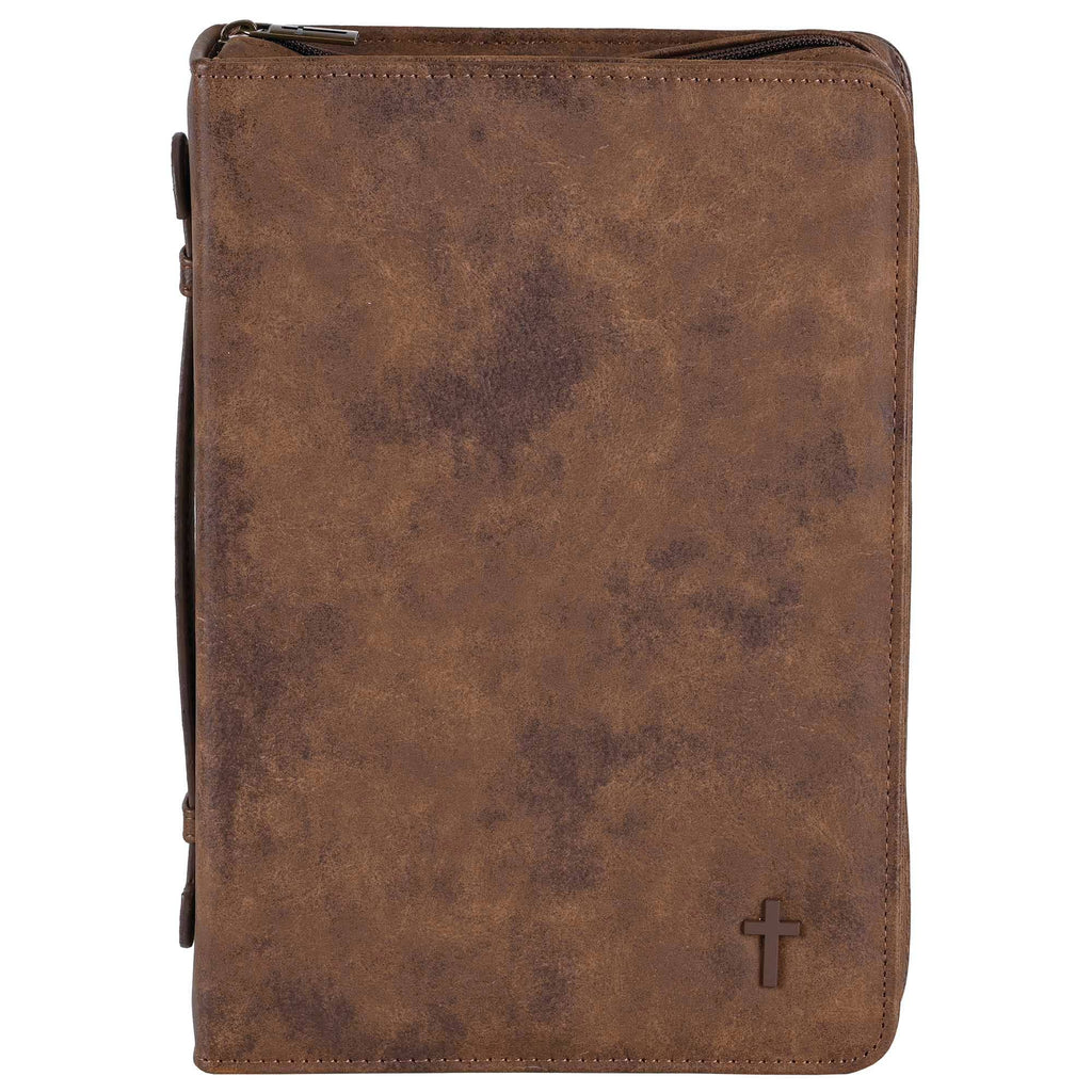 Bible Case Cross Suede-Look MARBLE Brown XLarge