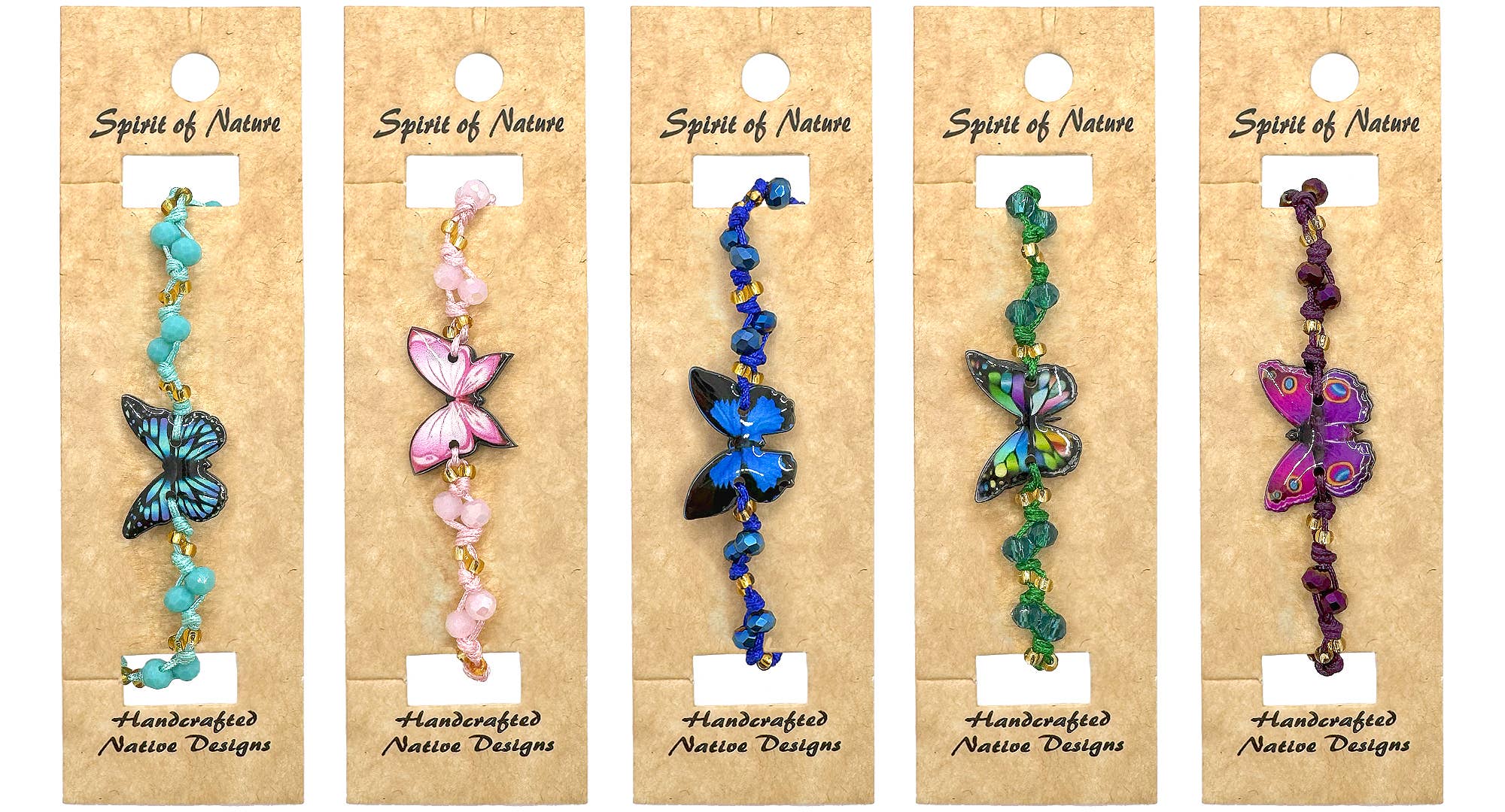 Acrylic Butterfly Crystal Beaded String Pull Tie Bracelet ONE