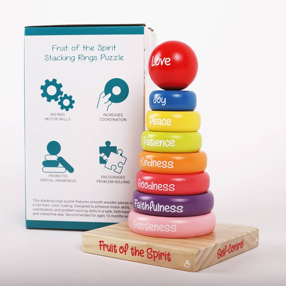 Puzzle Wood Stackable Rings - Fruit Of The Spirit