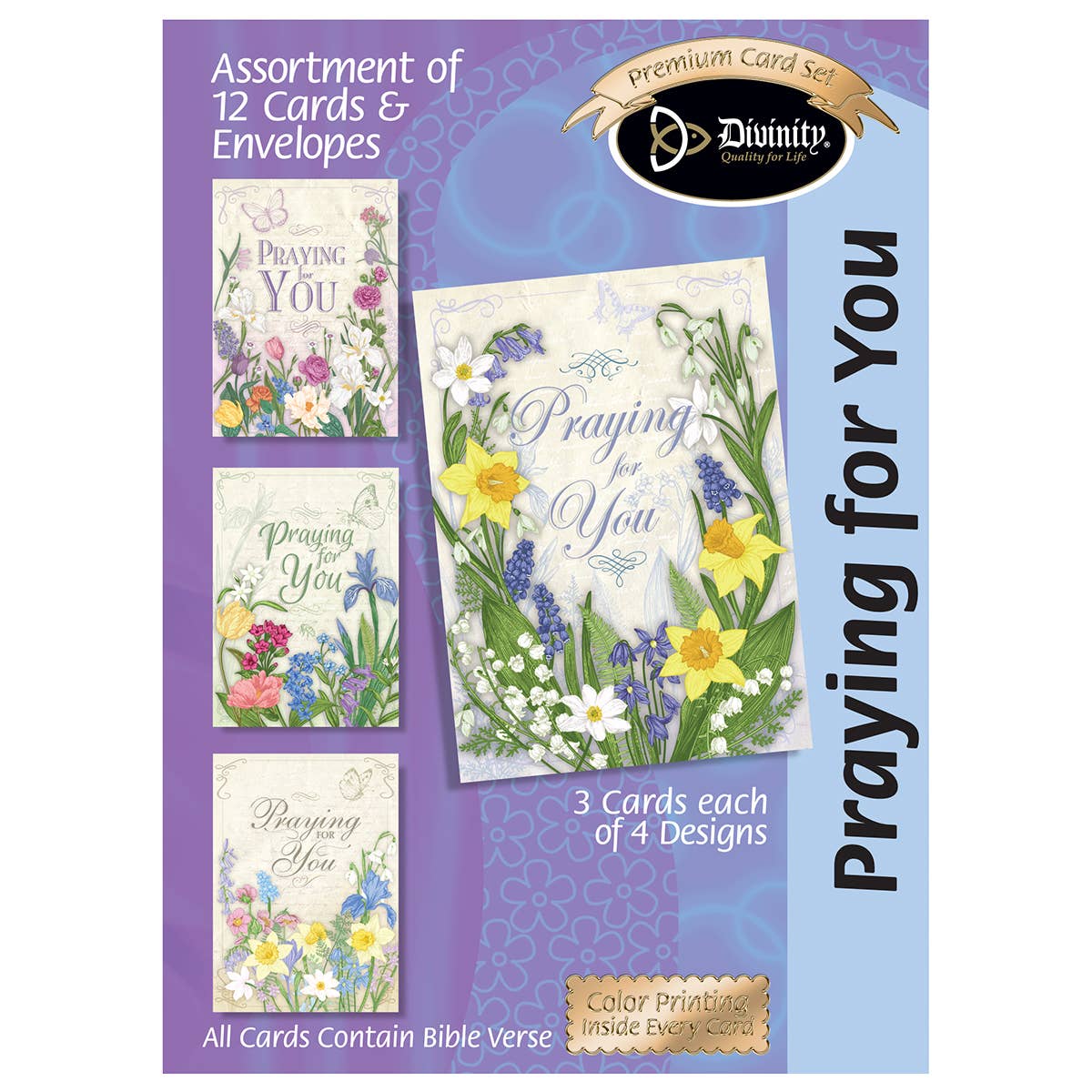 Boxed Cards: Praying for you-Florals & Butterflies - Set of 12