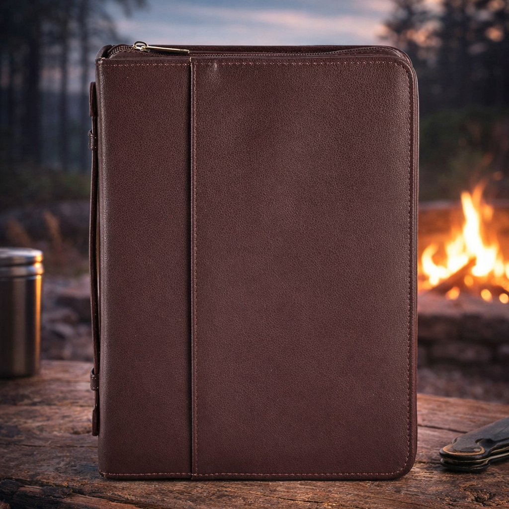 BIBLE COVER CLASSIC FAUX LEATHER DARK BROWN-XXL