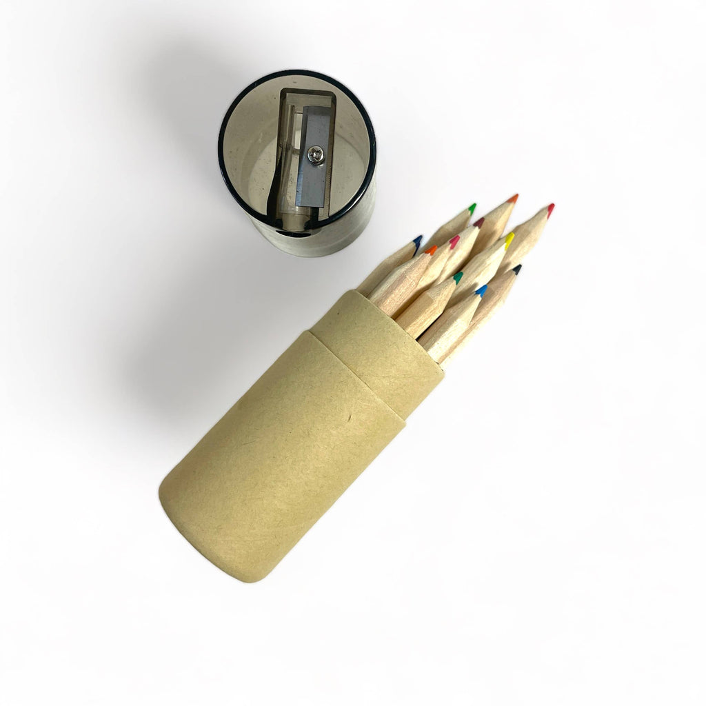 Mini Travel Compact Colored Pencils with Built In Sharpener - One Set