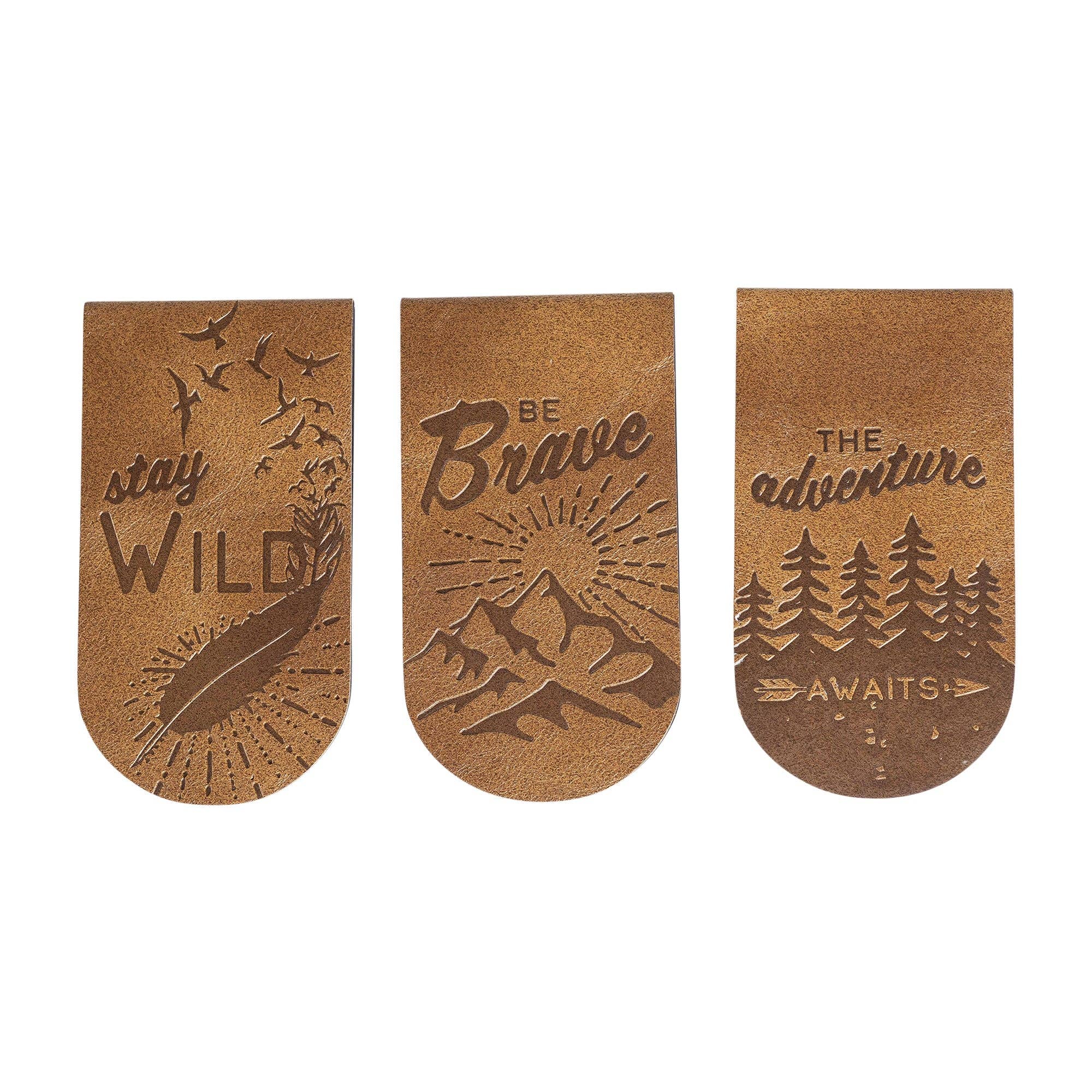 Magnetic Page Markers (3 Pc) Leather Bookmarks