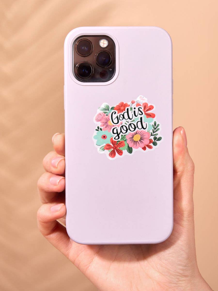 God Is Good Sticker – Christian Faith, Floral