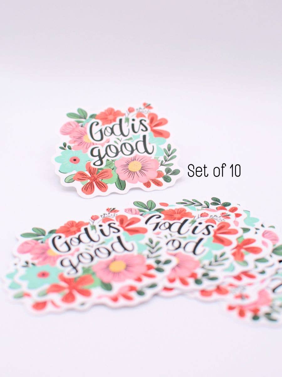 God Is Good Sticker – Christian Faith, Floral