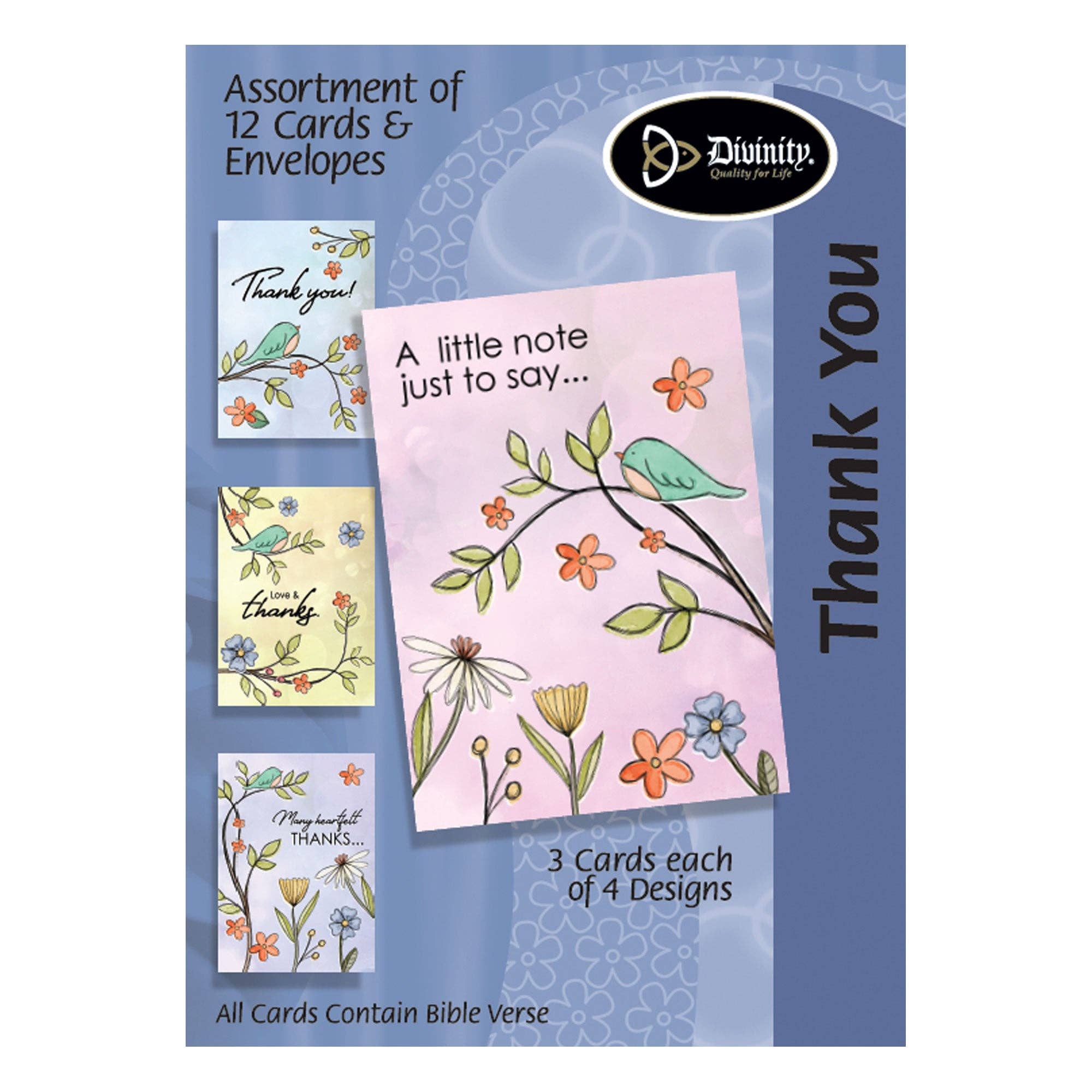 Boxed Cards: Thank you, Bird on Branch Set of 12