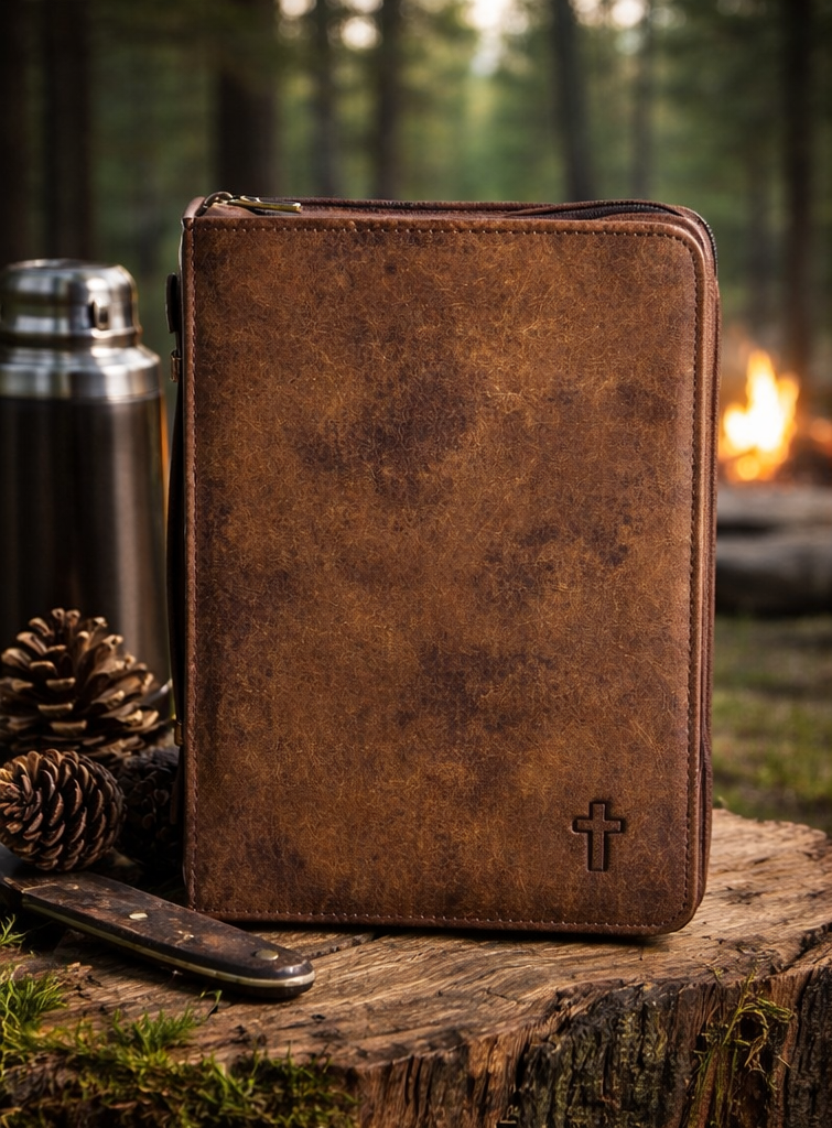 Bible Case Cross Suede-Look MARBLE Brown XLarge