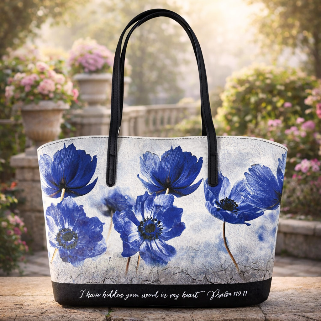 Bible Case Handle PSALM Floral BLUE