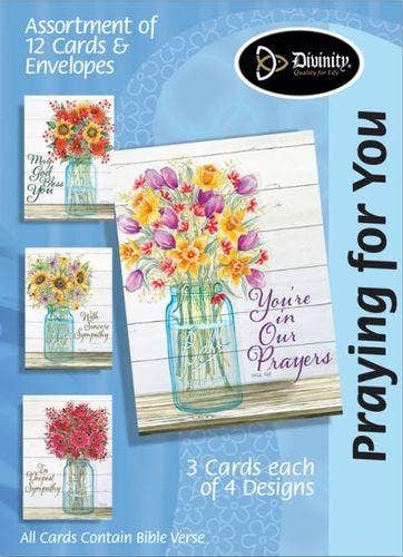 Boxed Cards: Sympathy-Mason Jar, Flowers Set of 12