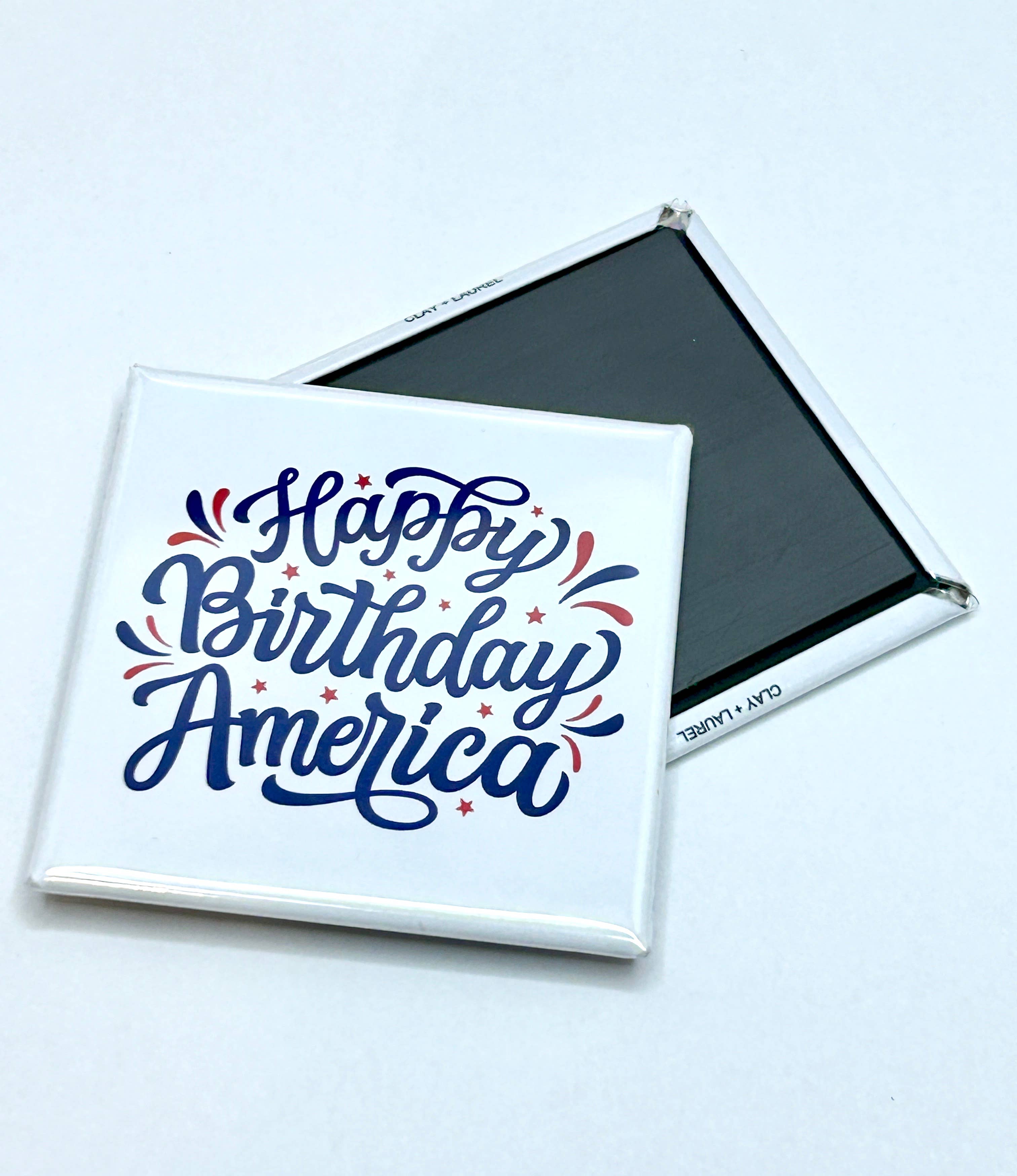 Red, White and Blue Happy Birthday America Magnet