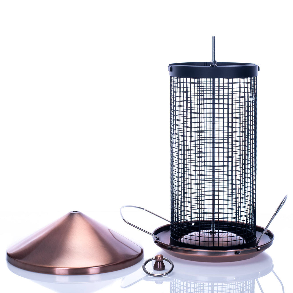 12-in Copper Finish Mesh Metal Secure Cap Cover Bird Feeder