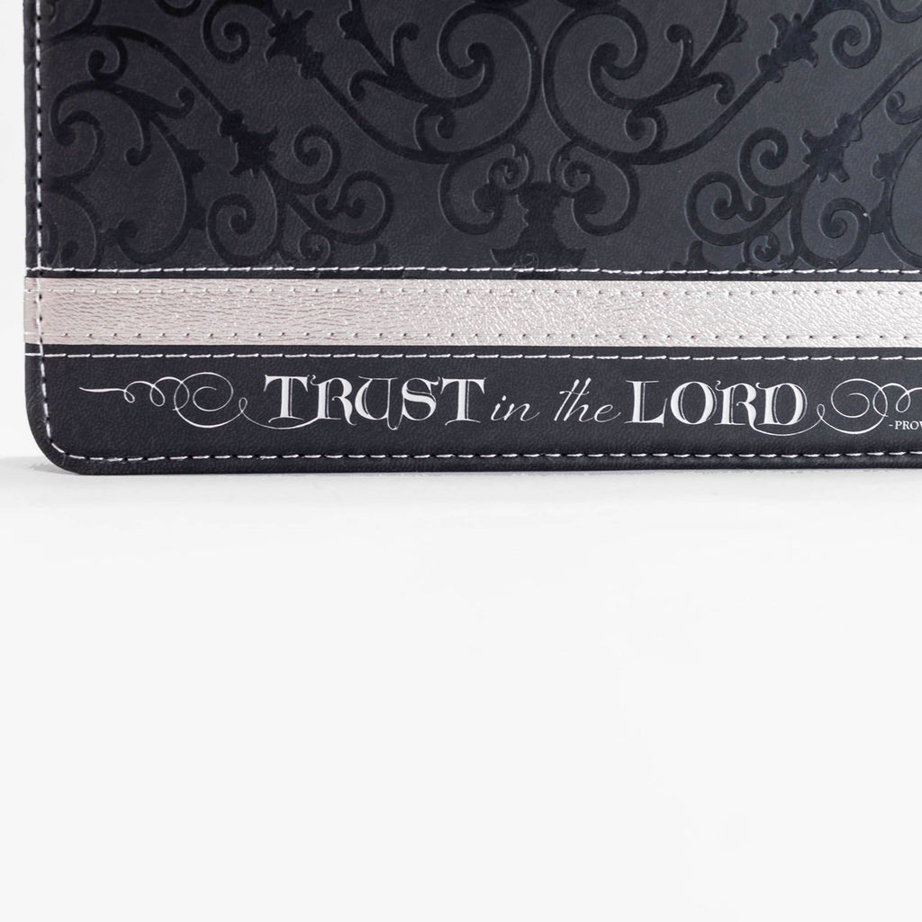 Zippered Journal Black And Silver Trust in the Lord