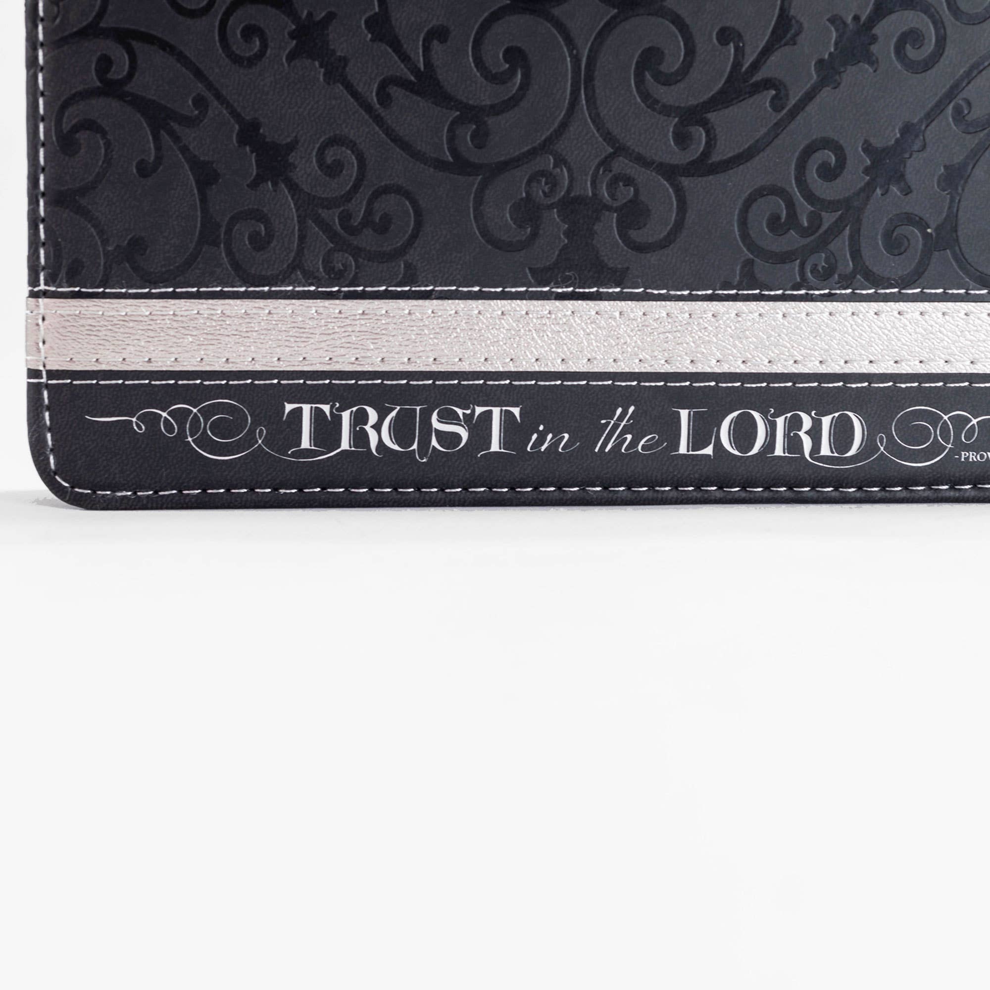 Zippered Journal Black And Silver Trust in the Lord
