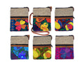 Small Embroidered Floral Burlap Crossbody Purse Passport Bag ONE