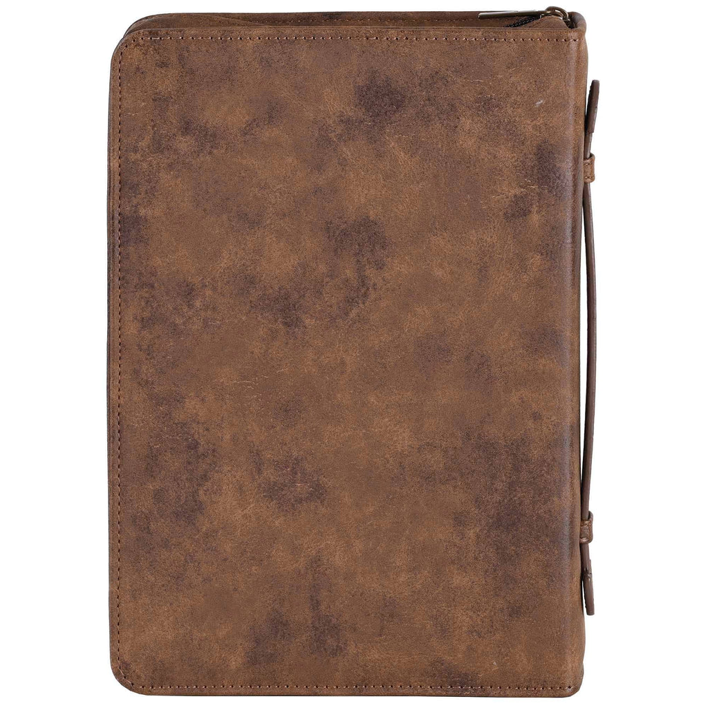 Bible Case Cross Suede-Look MARBLE Brown XLarge