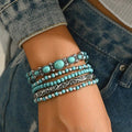 Western Turquoise Beading 5pcs Layered Bracelet
